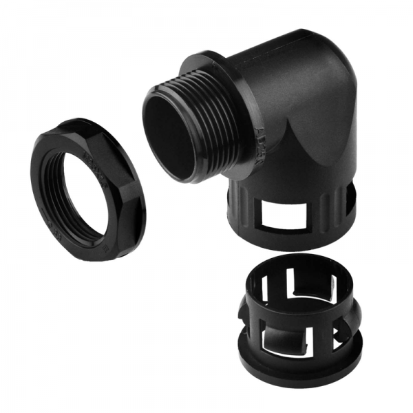 Right angle hose connector